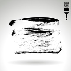 Black brush stroke and texture. Grunge vector abstract hand - painted element. Underline and border design.