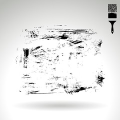 Black brush stroke and texture. Grunge vector abstract hand - painted element. Underline and border design.