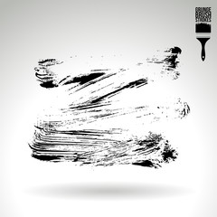 Black brush stroke and texture. Grunge vector abstract hand - painted element. Underline and border design.