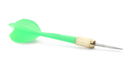 Fototapeta na wymiar Single sharp green dart isolated on white