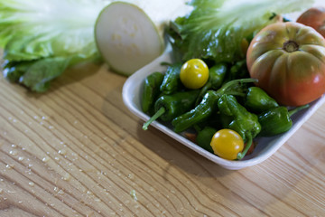 tray of organic vegetables from traditional agriculture