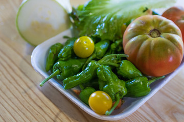 tray of organic vegetables from traditional agriculture