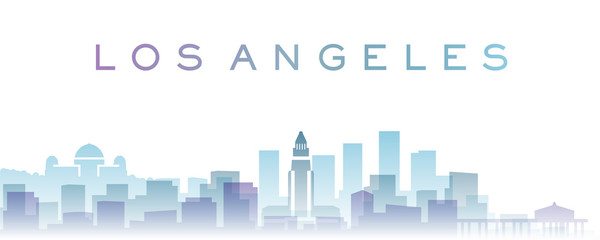Los Angeles Transparent Layers Gradient Landmarks Skyline