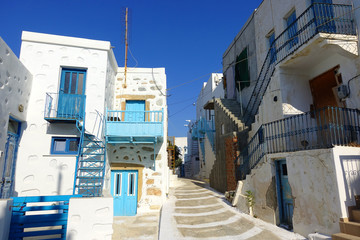 Picturesque village of Astypalaia island below iconic castle, Dodecanese, Greece