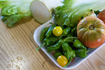 tray of organic vegetables from traditional agriculture
