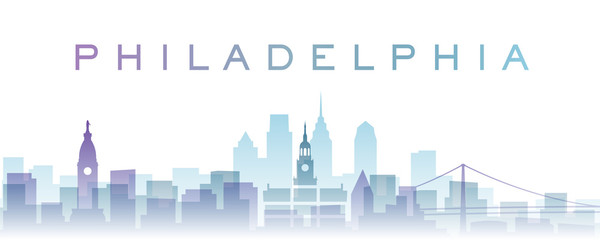 Obraz premium Philadelphia Transparent Layers Gradient Landmarks Skyline