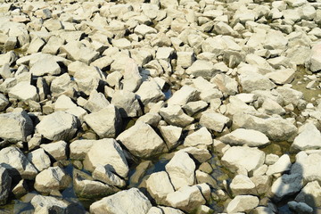 rocks on a dried riverbed 