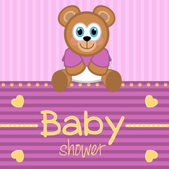 Baby shower card with a teddy- Vector