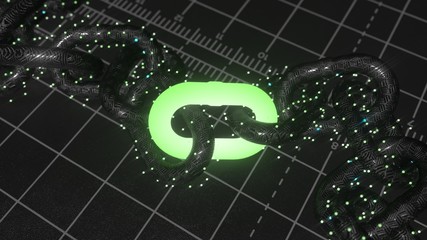 Blockchain technology concept 3d illustration. Inthernet and security symbol