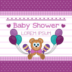 Baby shower card with a teddy- Vector
