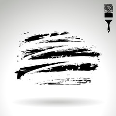 Black brush stroke and texture. Grunge vector abstract hand - painted element. Underline and border design.