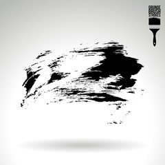Naklejka premium Black brush stroke and texture. Grunge vector abstract hand - painted element. Underline and border design.