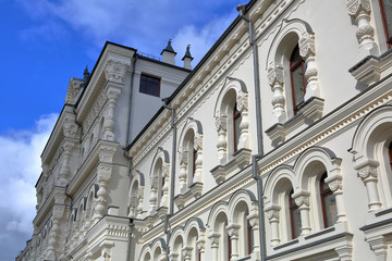 Facade of the historical building of the Polytechnic Museum after 2019 renovation. Moscow, Russia