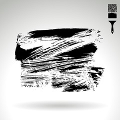 Black brush stroke and texture. Grunge vector abstract hand - painted element. Underline and border design.