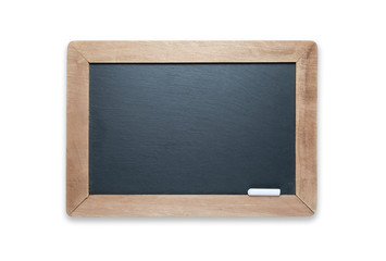 Blank Slate Black Chalk Board with Chalk Isolated on White - Contains Clipping Path