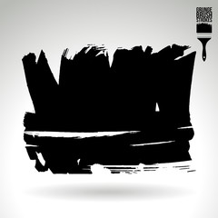 Black brush stroke and texture. Grunge vector abstract hand - painted element. Underline and border design.