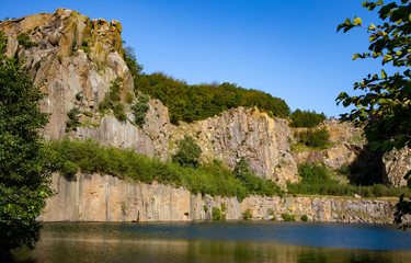 Opalsøen, Lake surrounded by rocks on the island of Bornholm in Denmark