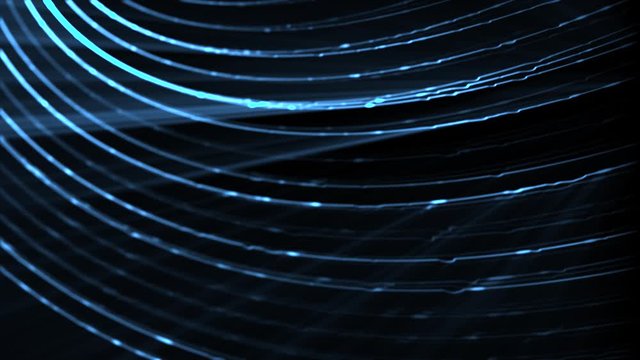Blue digital technology particles on black background (Looping)