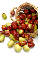 jujube or chinese date on white background