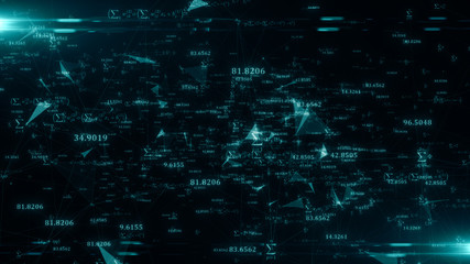 Mathematics and physics formula calculation in abstract digital space - illustration rendering