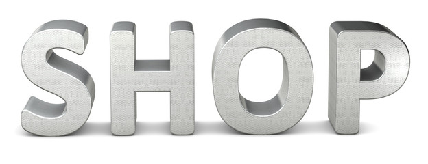 3d rendering text silver shop