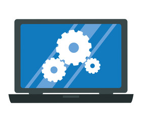 laptop with gears settings vector illustration
