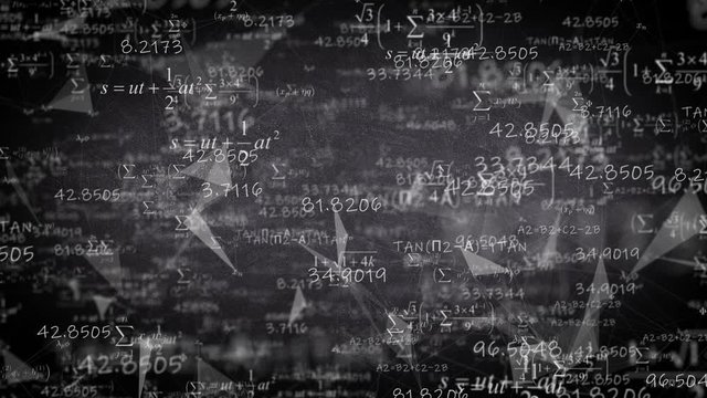 Blackboard Mathematics and physics formula calculation in digital space