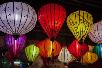 Fototapeta na wymiar Paper Lanterns On The Streets Of Old Asian Town