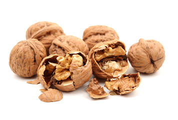 walnuts on a white background