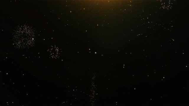 Eid al-Fitr mubarak Text wish on Firework Display Explosion Particles. Greeting card, Wishes, Celebration, Party, Invitation, Gift, Event, Message, Holiday, Festival 4K Loop Animation.