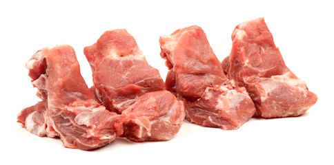 Raw pork ribs rack isolated on the white background