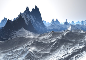 3D Rendered Fantasy Winter Landscape - 3D Illustration