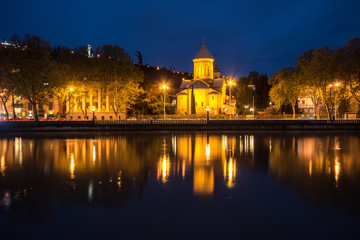 Night view of Sioni Cathedral in Tbilisi