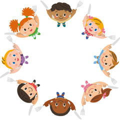 食事をするポーズ子供達