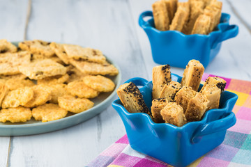 Cheese sticks and crisps.