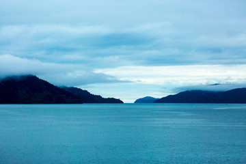 Fototapeta na wymiar Beautiful sea and coastal scenery in the Marlborough Sounds of New Zealand