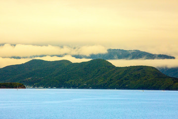 Beautiful sea and coastal scenery in the Marlborough Sounds of New Zealand