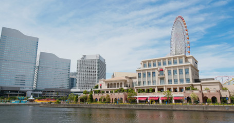 Naklejka premium Yokohama, Japan 09 July 2019: Yokohama city bay