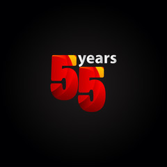 55 Years Anniversary Red Light Vector Template Design Illustration