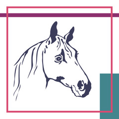 Horse in the form of contour flat pictures of the for icons, stamps.