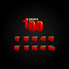 100 Years Anniversary Red Light Vector Template Design Illustration