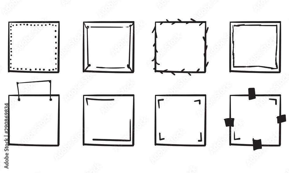 Wall mural doodle frame collection handdrawn line style vector