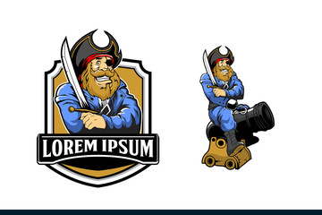 pirate character funny and friendly vector