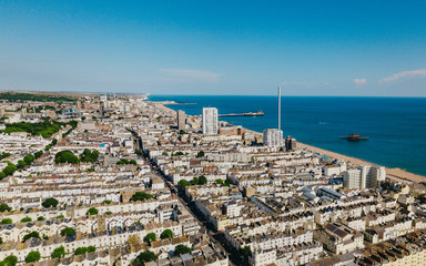 aerial view of Brighton and hove from a drone