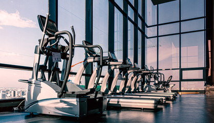 Fitness machine in luxury fitness room in the morning