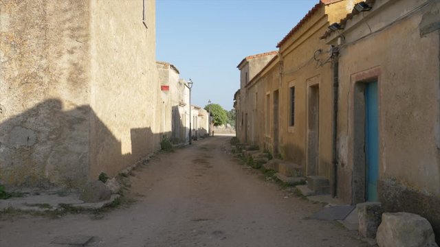 Empty dusty halley in the western movie village of San Salvatore in Sardinia, Italy,