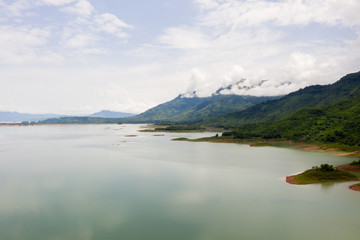 Aerial View Of Reservoir Dam In Vientiane, Laos