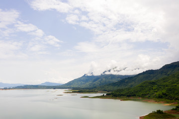 Aerial View Of Reservoir Dam In Vientiane, Laos