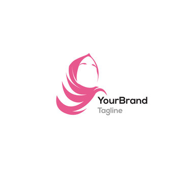 Feminine Pink hijab logo template