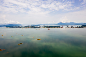 Aerial View Of Reservoir Dam In Vientiane, Laos